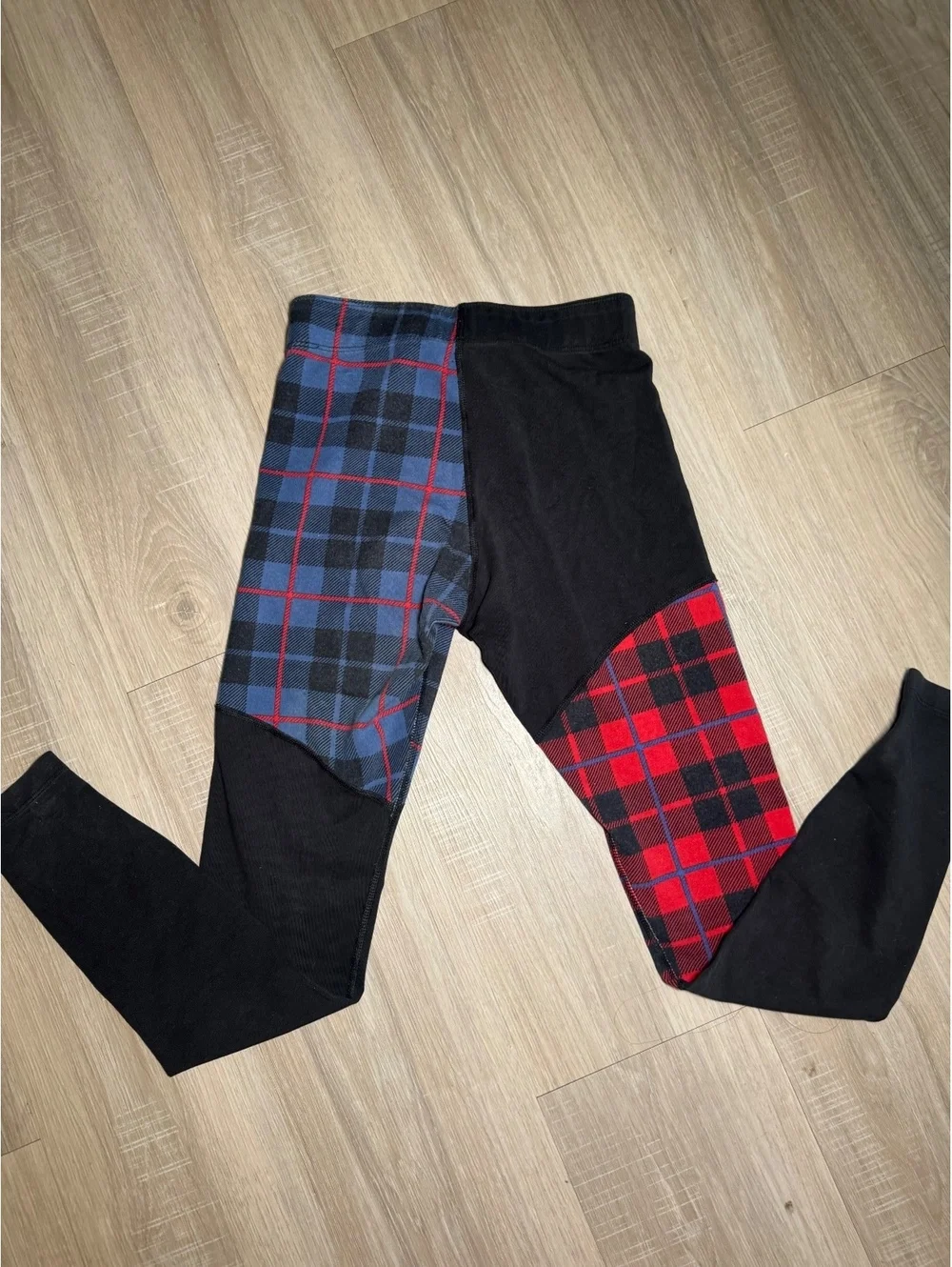 VINTAGE Nike Women's Plaid Patchwork Leggings, Size XS, Cotton Blend